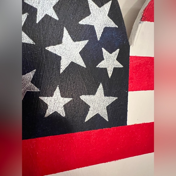 Hand Crafted Wooden Patriotic Heart Wall Decor - Red, White, and Blue - Picture 5 of 6